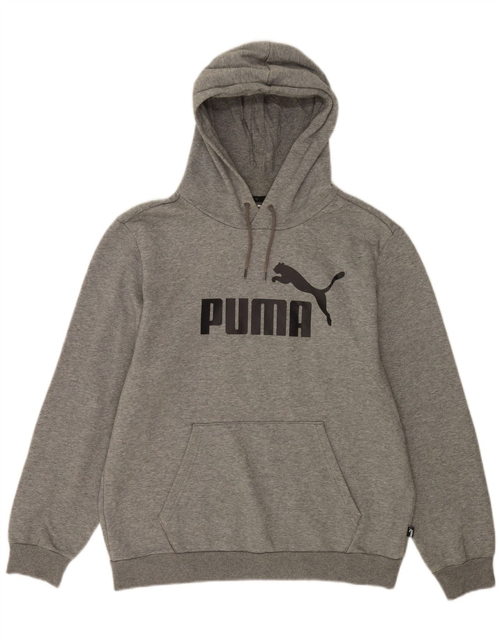 Puma Herren-Kapuzenpullover mit Grafik, mittelgrau gesprenkelte Baumwolle