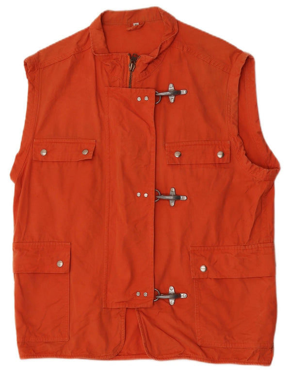 Vintage Damen Übergroße Utility-Gilet UK 10 Small Orange