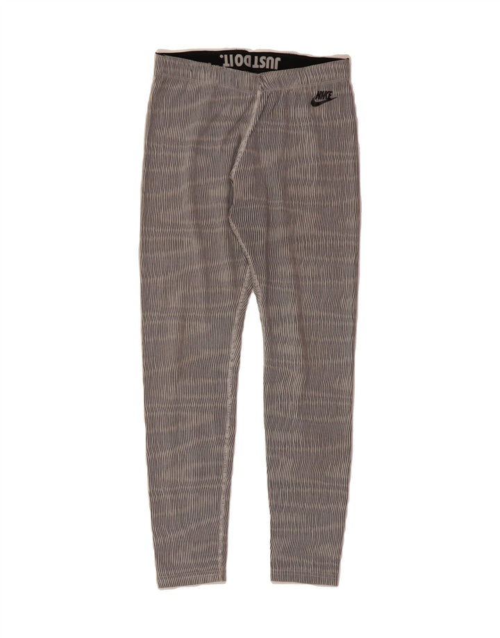 NIKE Womens Leggings UK 12 Medium  Grey Striped Cotton Vintage Nike and Second-Hand Nike from Messina Hembry 