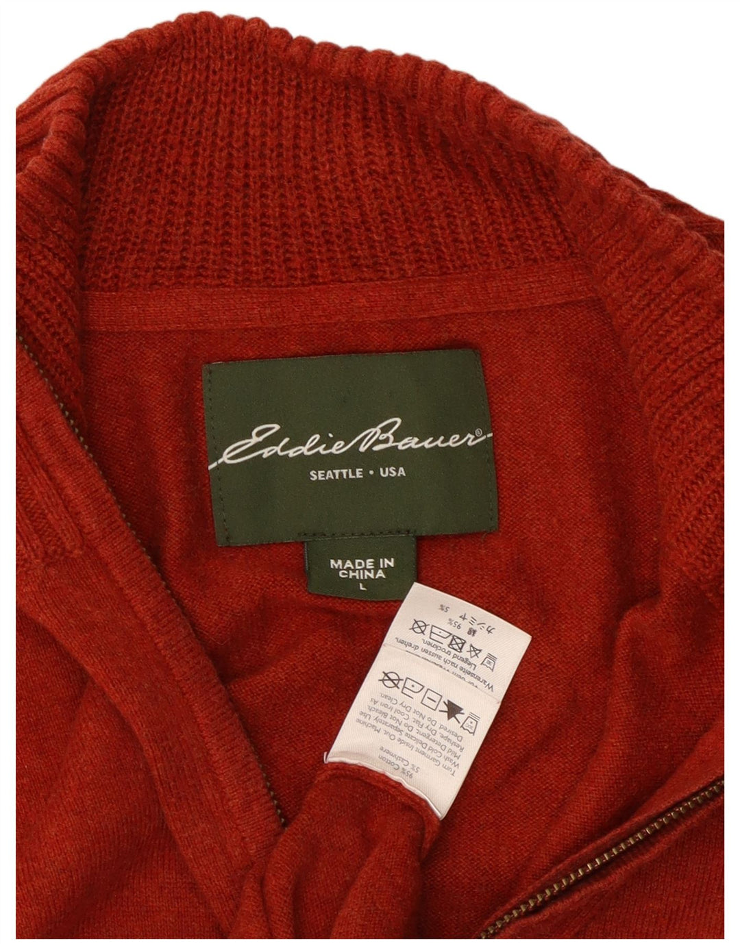 Eddie Bauer Herren-Pullover mit Reißverschluss am Hals, große rote Baumwolle