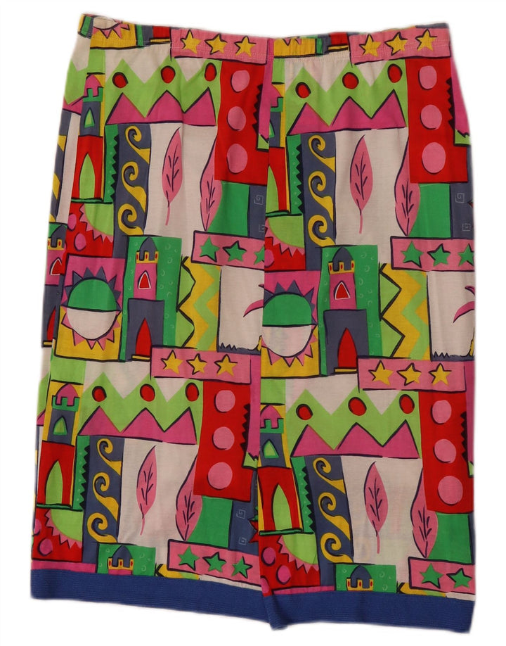 Vintage Damen Gerader Rock W32 Groß Mehrfarbig Geometrisch