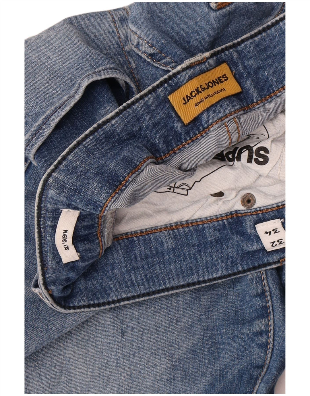 Jack & Jones Herren GLENN Slim Jeans W32 L34 Blaue Baumwolle