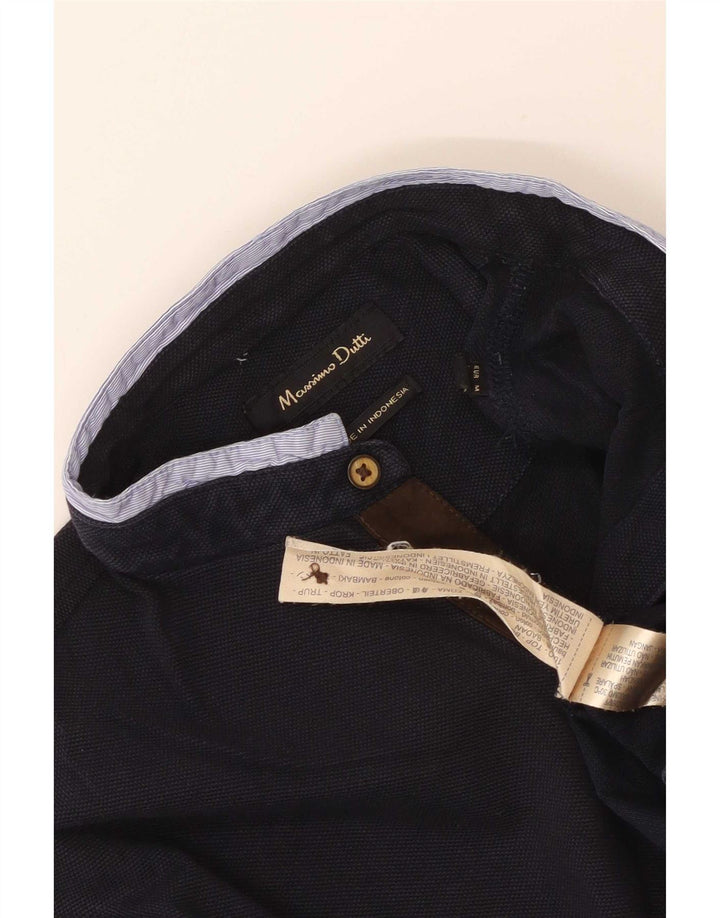 Massimo Dutti Herren-Top, langärmelig, mittelblaue Baumwolle