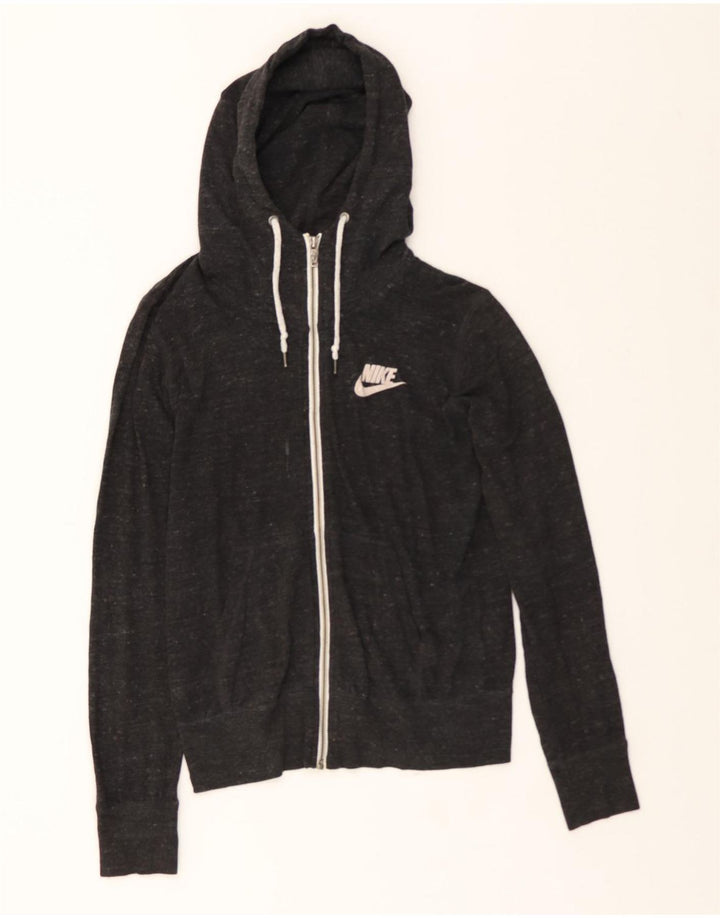 NIKE Womens Zip Hoodie Sweater UK 14 Medium Grey Flecked Polyester Vintage Nike and Second-Hand Nike from Messina Hembry 