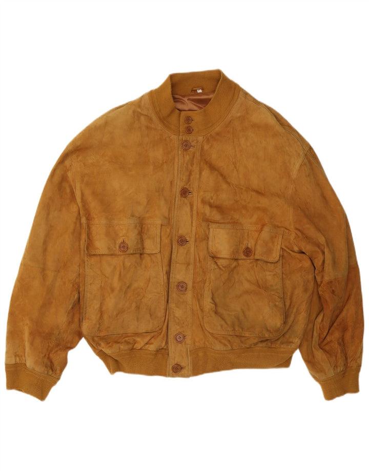 Vintage Herren Wildleder Bomberjacke IT 54 2XL Braunes Leder