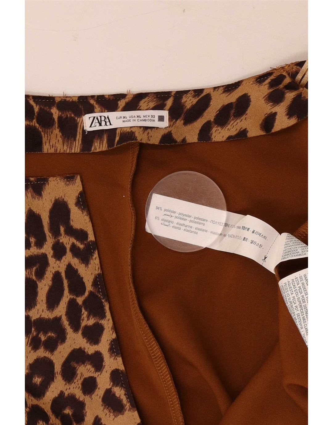 Offener Damenmantel von Zara UK 18 XL Braunes Polyester mit Animal-Print