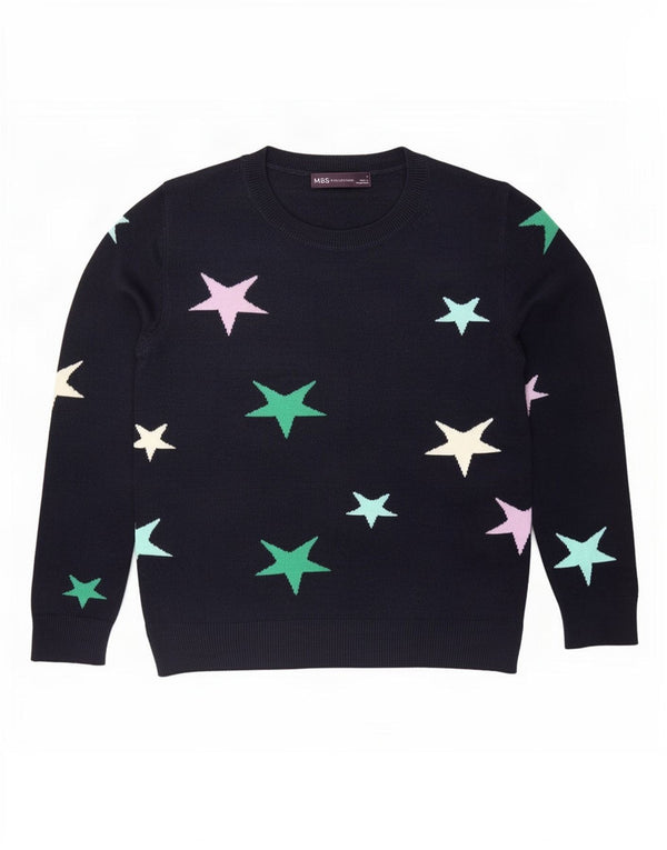 Marks & Spencer Damen-Pullover mit Rundhalsausschnitt, Gr. 8, Marineblau