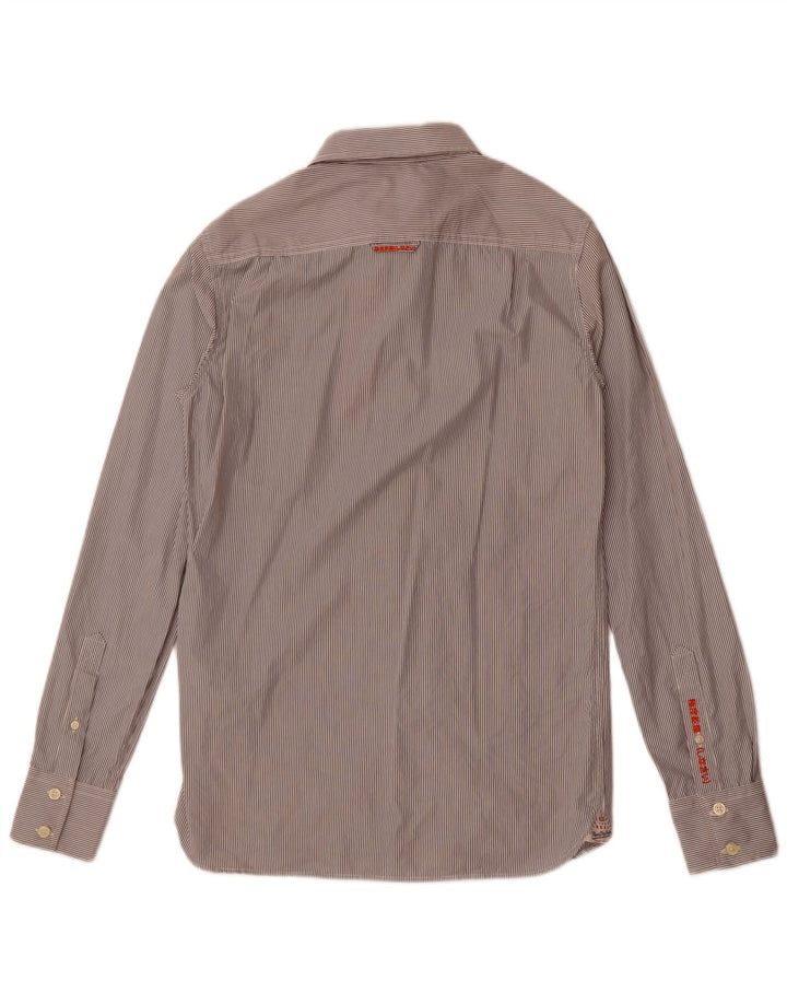 Superdry Herrenhemd aus mittelgrauer Nadelstreifen-Baumwolle