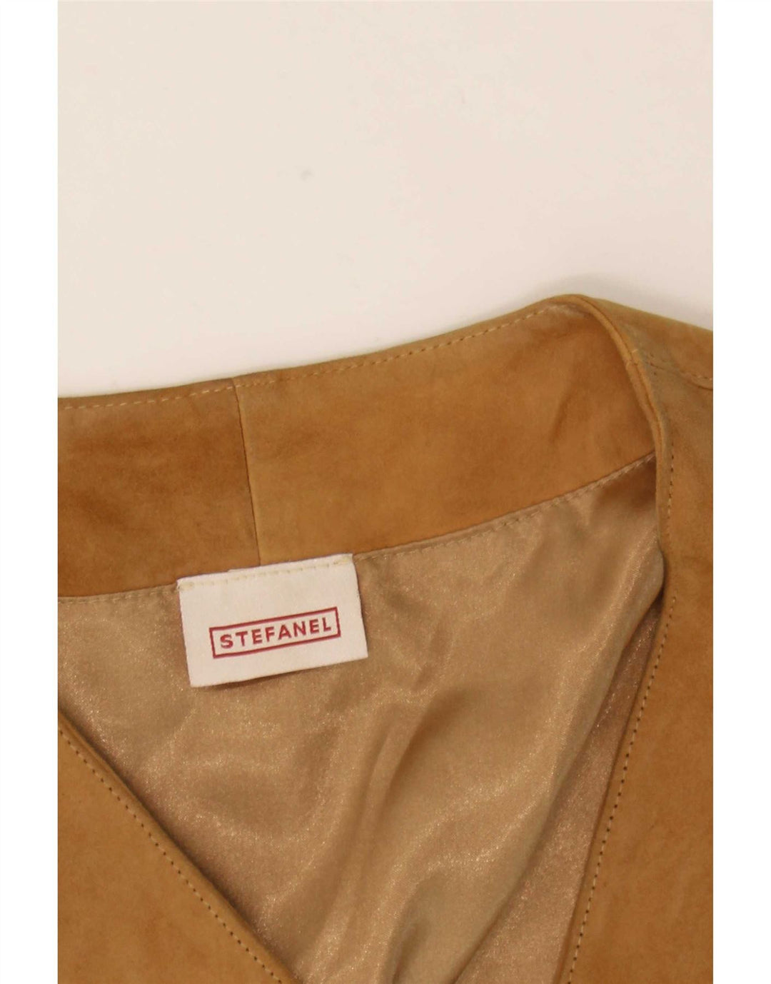 Stefanel Damen Wildlederweste UK 12 Medium Beige Leder