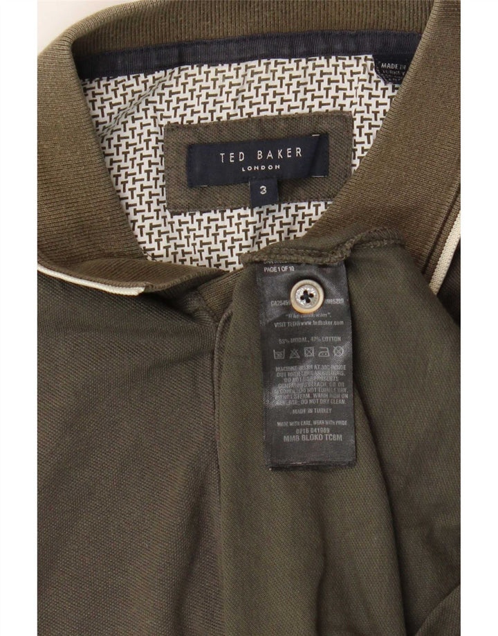 Ted Baker Herren-Poloshirt, Größe 3, Mittel, Khaki, Modal