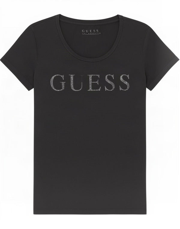 Guess Damen Grafik T-Shirt Top UK 6 XS Schwarz Baumwolle
