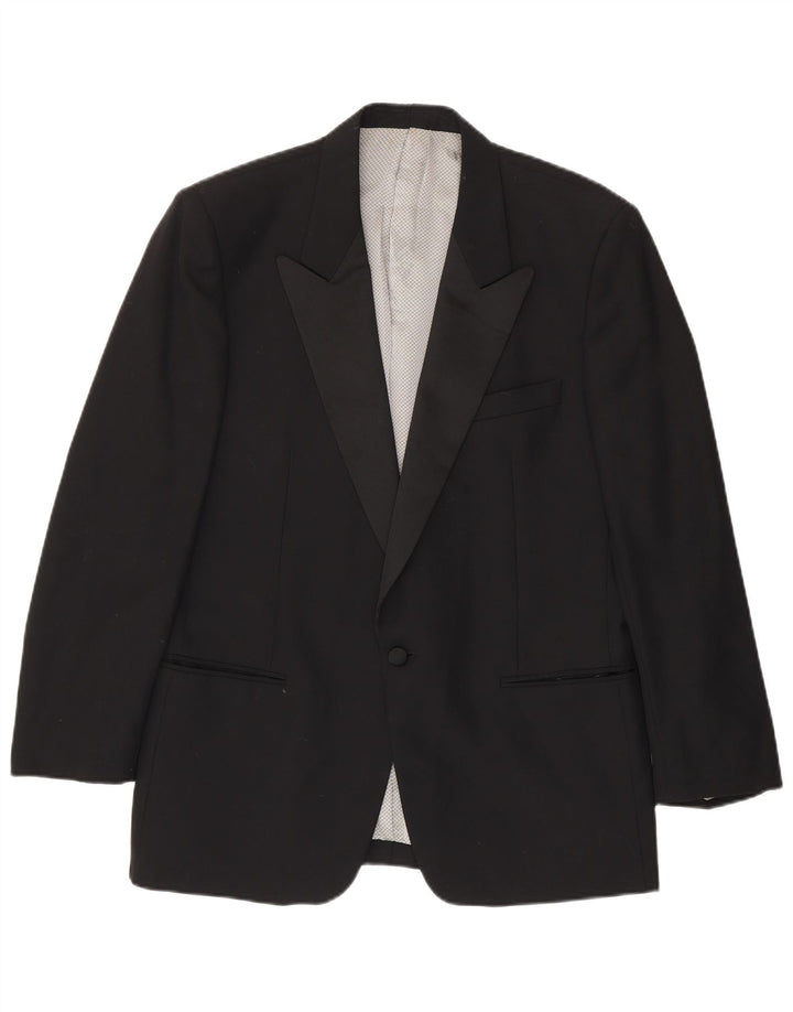 High Sky Herren-Blazer mit 1 Knopf, IT 52 XL, schwarze Schurwolle