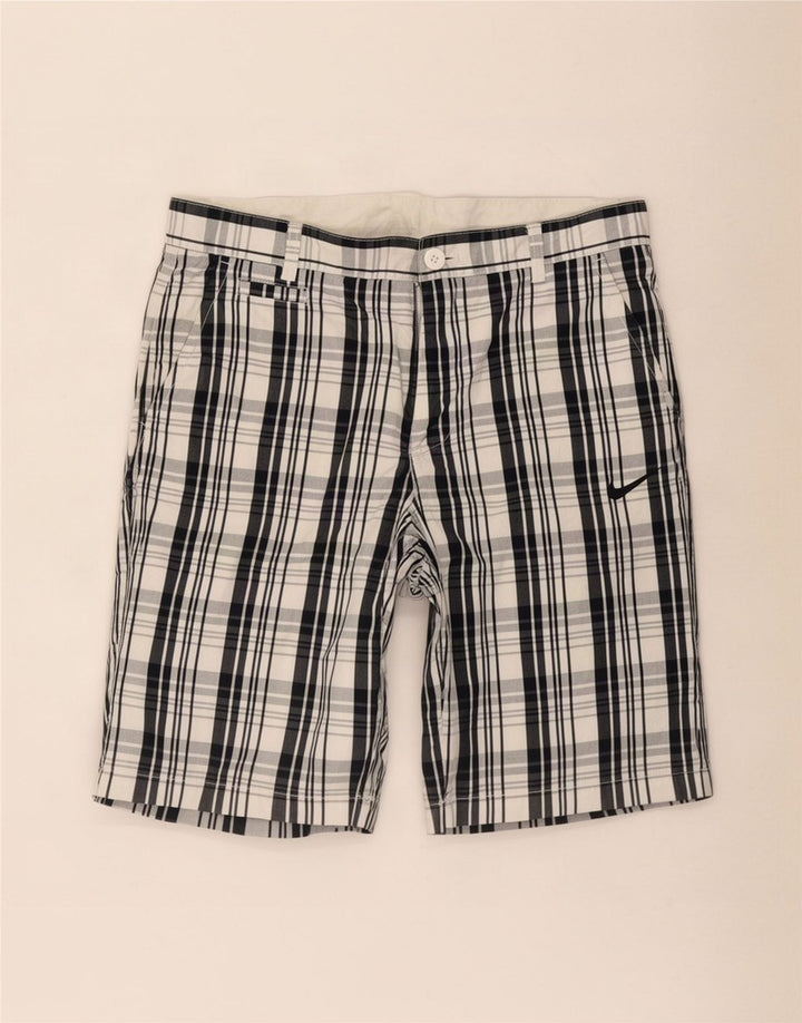 Nike Herren Chino Shorts Medium W32 Blau karierte Baumwolle