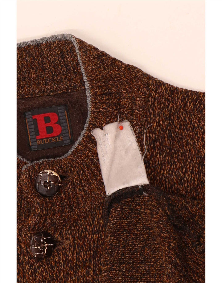 Bueckle Herren-Strickjacke, große braun gesprenkelte Wolle