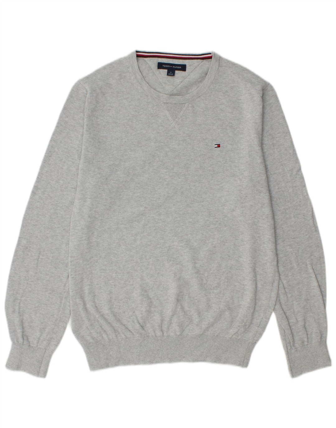 TOMMY HILFIGER Mens Crew Neck Jumper Sweater Medium Grey