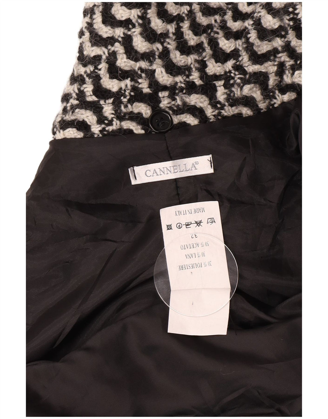 Vintage Damen Mantel IT 50 XL Schwarz Geometrisches Acetat