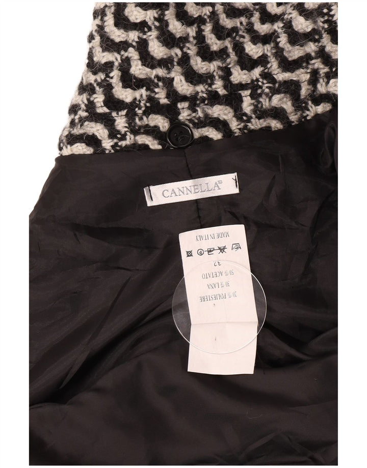 Vintage Damen Mantel IT 50 XL Schwarz Geometrisches Acetat