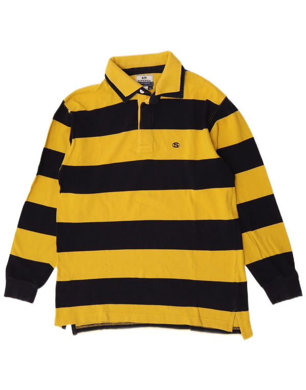 Superga Herren-Langarm-Poloshirt XL, gelb gestreift, Baumwolle