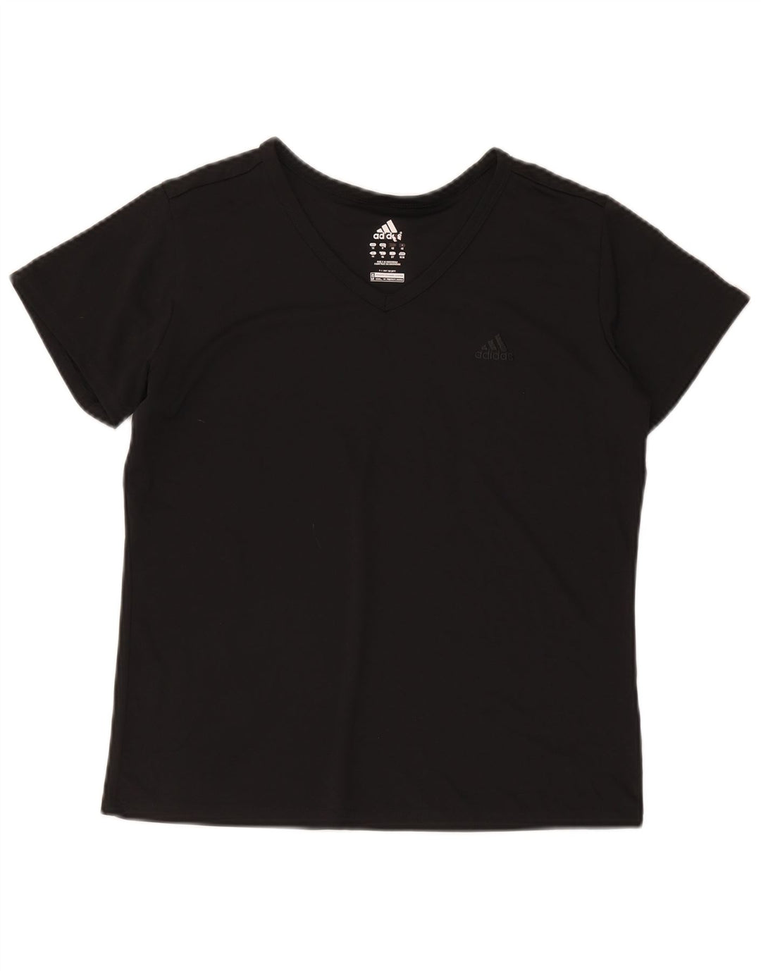 Adidas Damen T-Shirt Top UK 14 Medium Schwarz Polyester