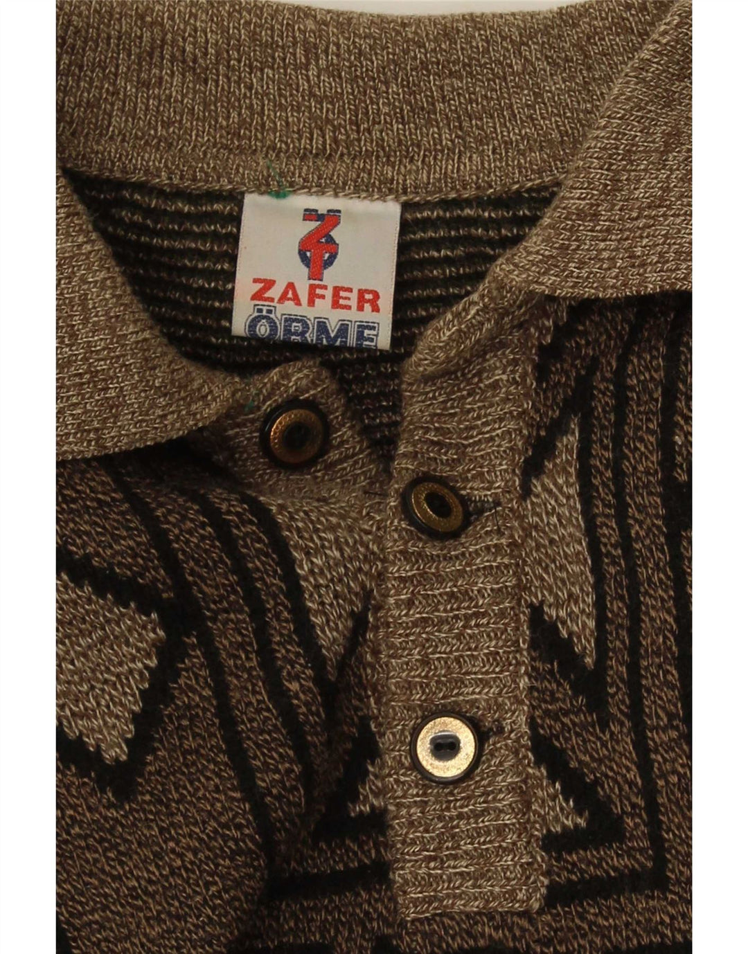 Vintage Herren Rollkragenpullover Pullover mittelbraun geometrisch