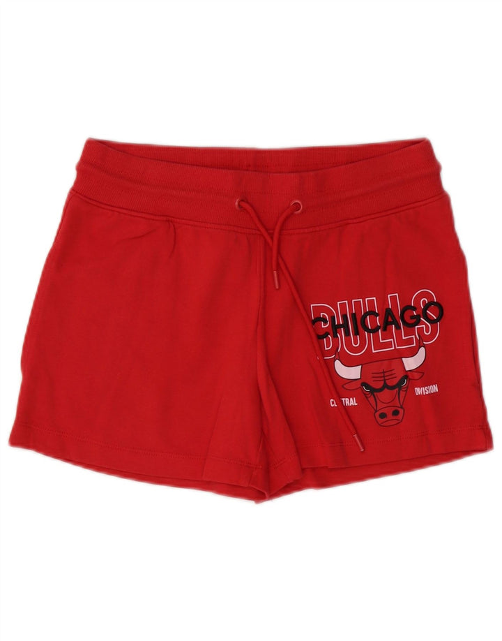 NBA Damen Chicago Bulls Graphic Sport Shorts UK 10 Small Rot Baumwolle