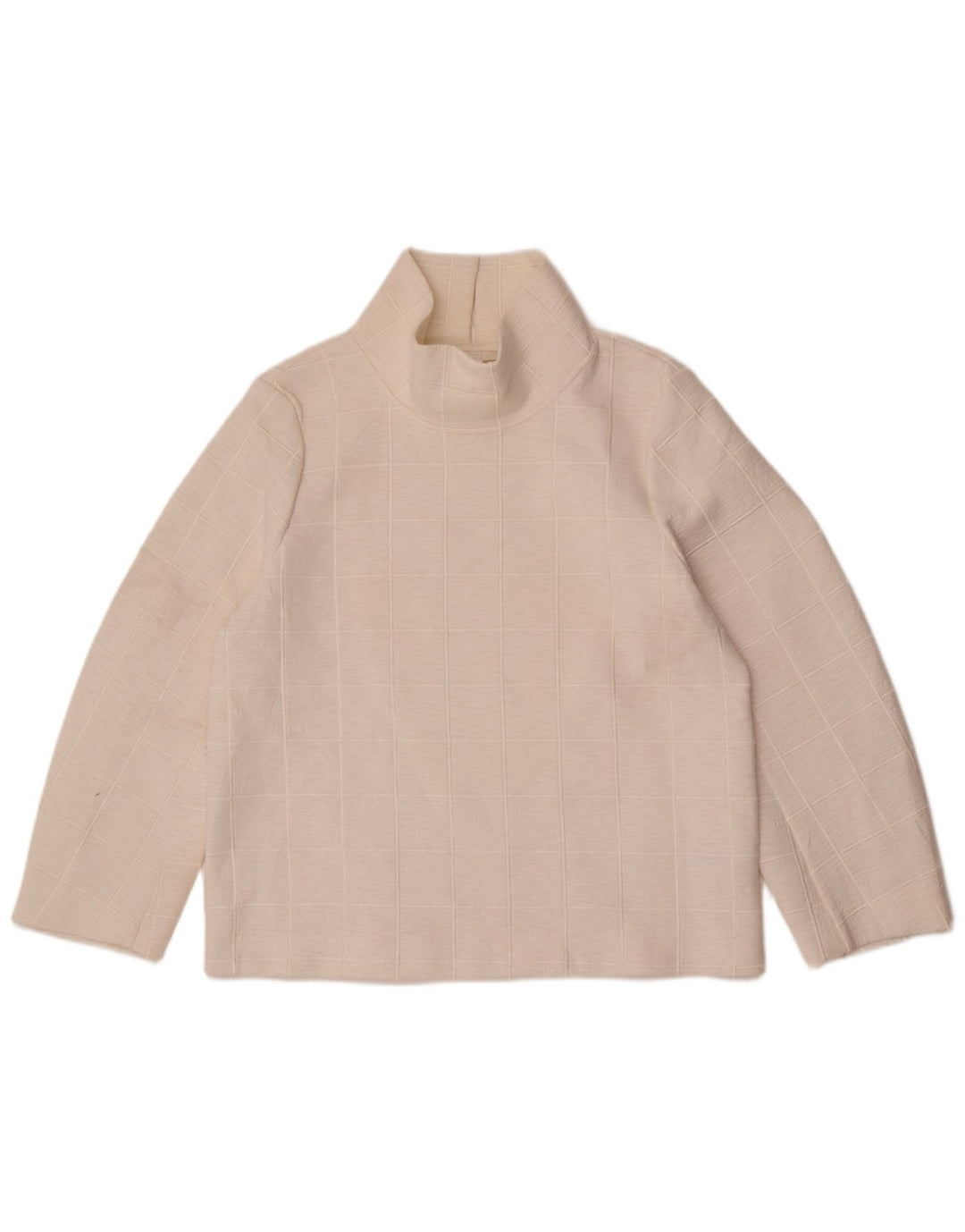 Cos Damen-Top, langärmelig, UK 14, Mittelweiß, kariert, Polyester