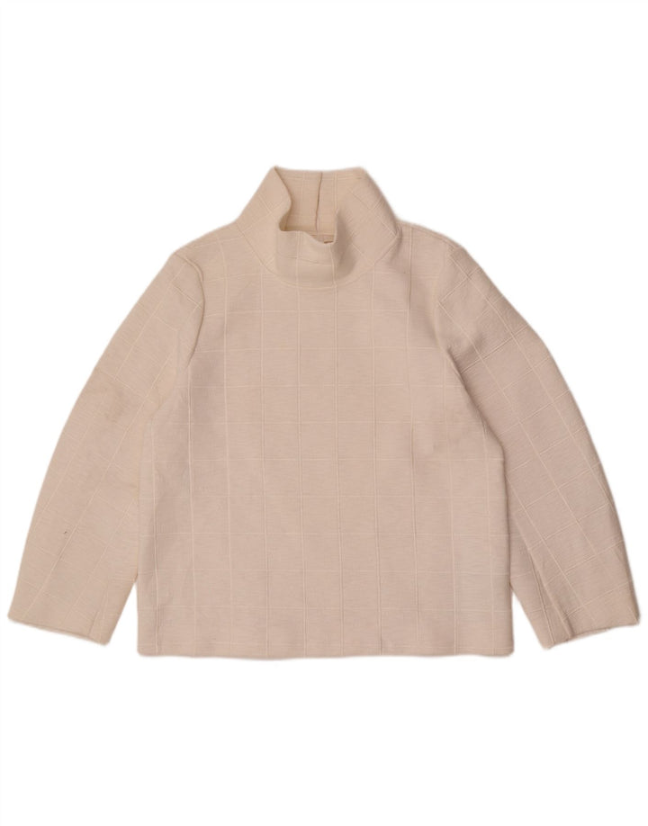 Cos Damen-Top, langärmelig, UK 14, Mittelweiß, kariert, Polyester
