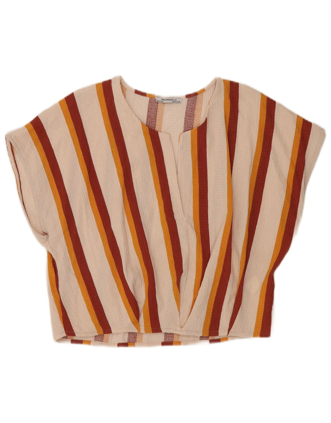 Zara Trafaluc-Blusenoberteil für Damen, UK 14, groß, cremefarbenes, gestreiftes Polyester