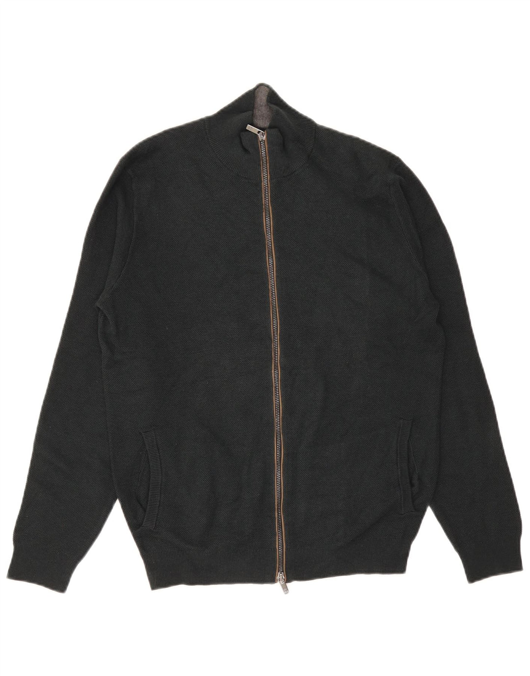 Massimo Dutti Herren-Strickjacke aus mittelgrüner Baumwolle