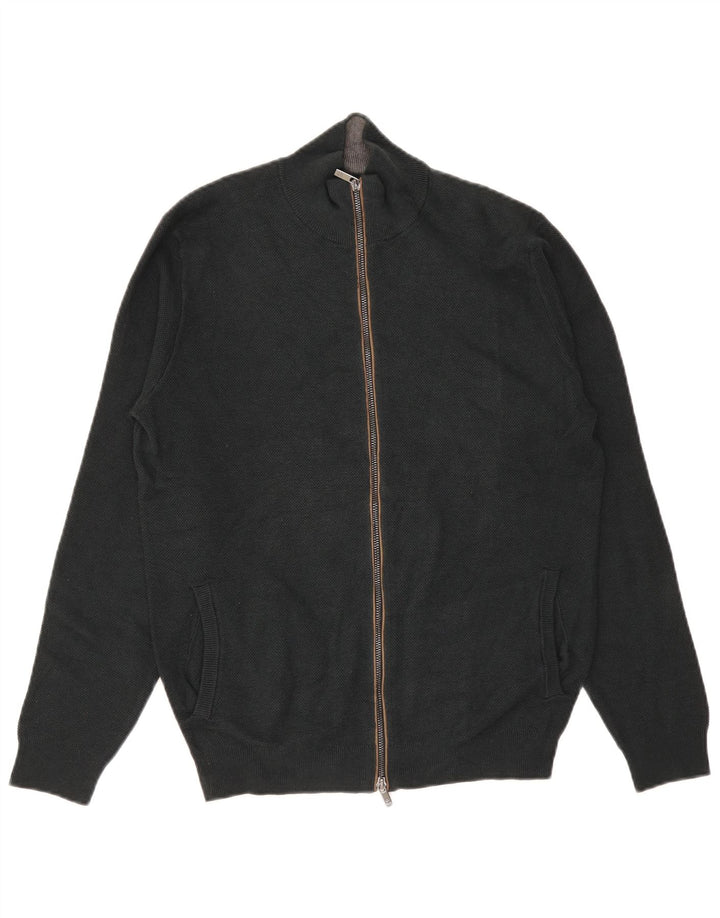 Massimo Dutti Herren-Strickjacke aus mittelgrüner Baumwolle