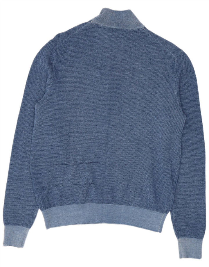 Sun68 Herren-Strickjacke aus mittelblauer Merinowolle