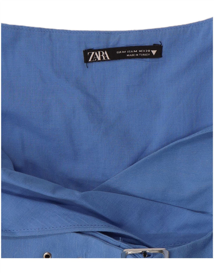 ZARA Damen Slip-Kleid UK 12 Mittelblau