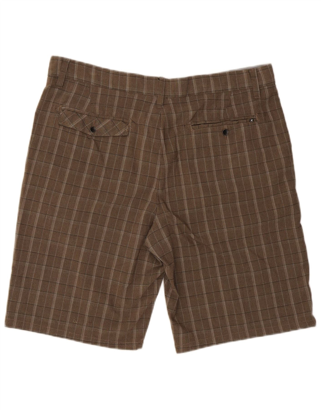 Hurley Herren-Chinoshorts W36, großes braun kariertes Polyester
