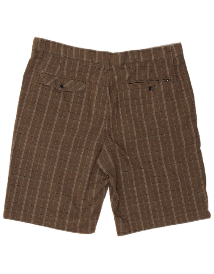 Hurley Herren-Chinoshorts W36, großes braun kariertes Polyester