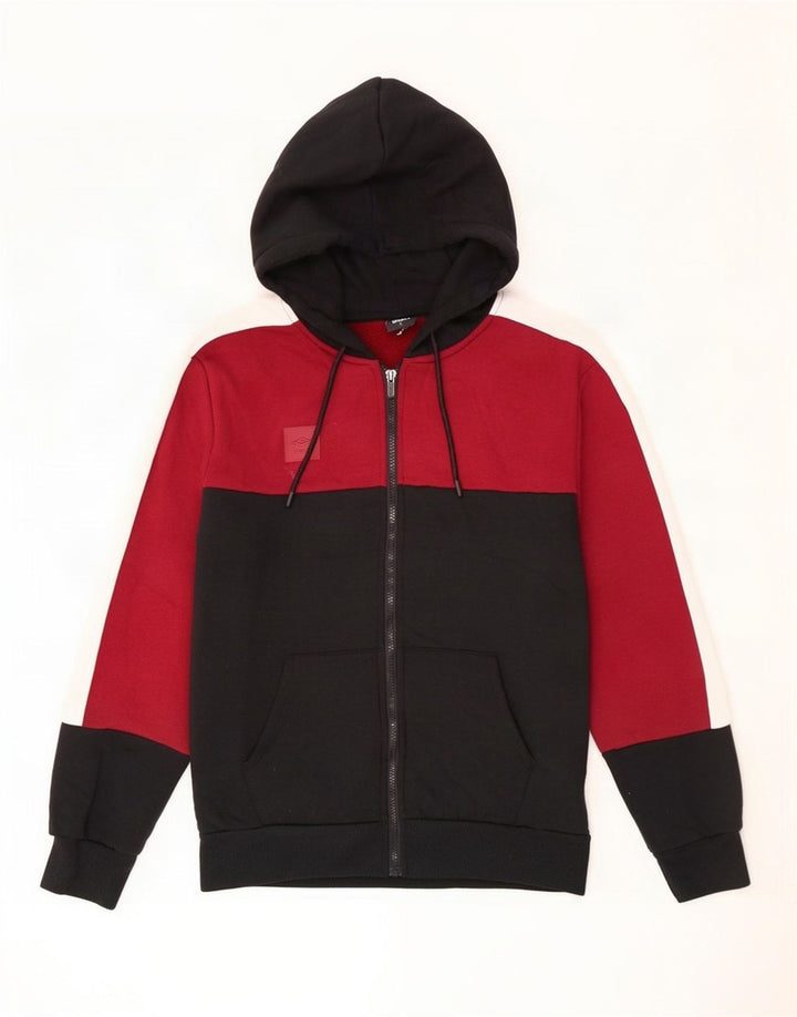 Umbro Herren-Kapuzenpullover mit Reißverschluss, XL, schwarzes Farbblock-Polyester