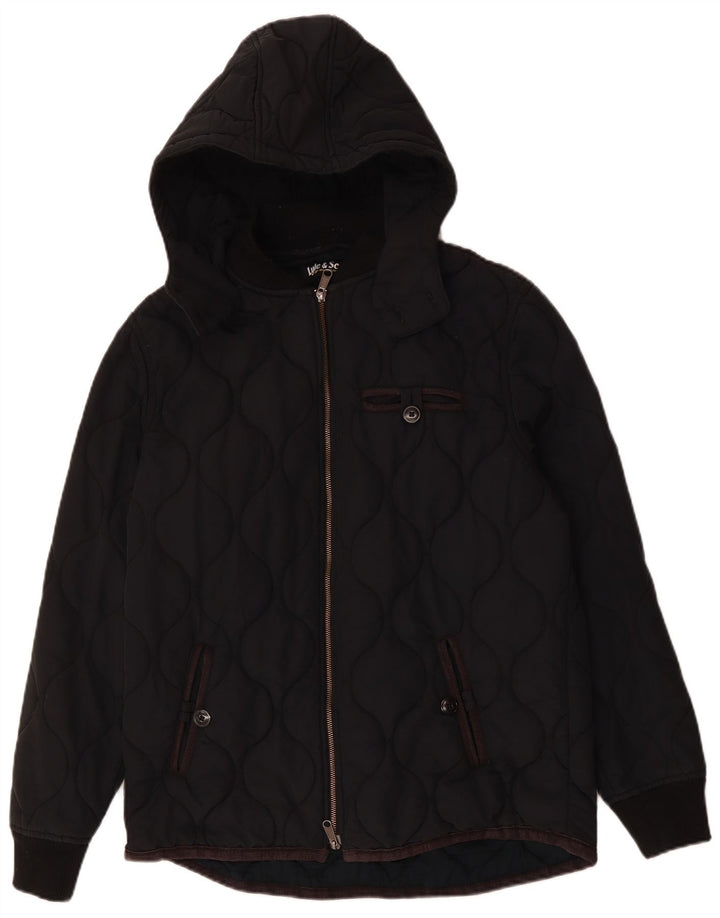 LYLE & SCOTT Wattierte Herrenjacke mit Kapuze, UK 40, Größe L, Schwarz, Baumwolle