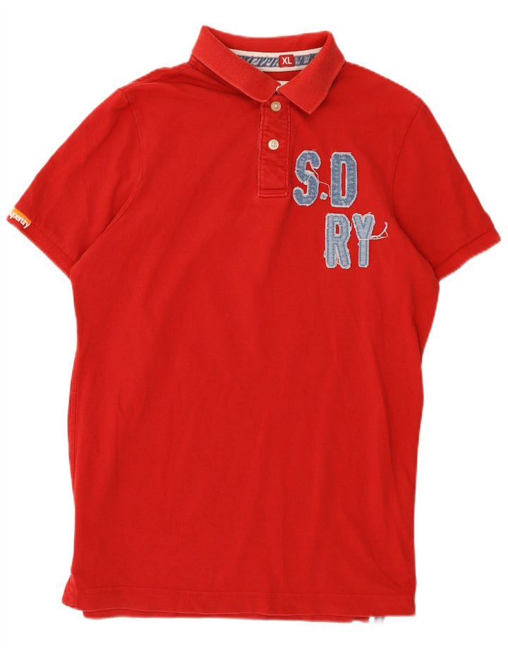 Superdry Herren-Poloshirt mit Grafik XL, rote Baumwolle