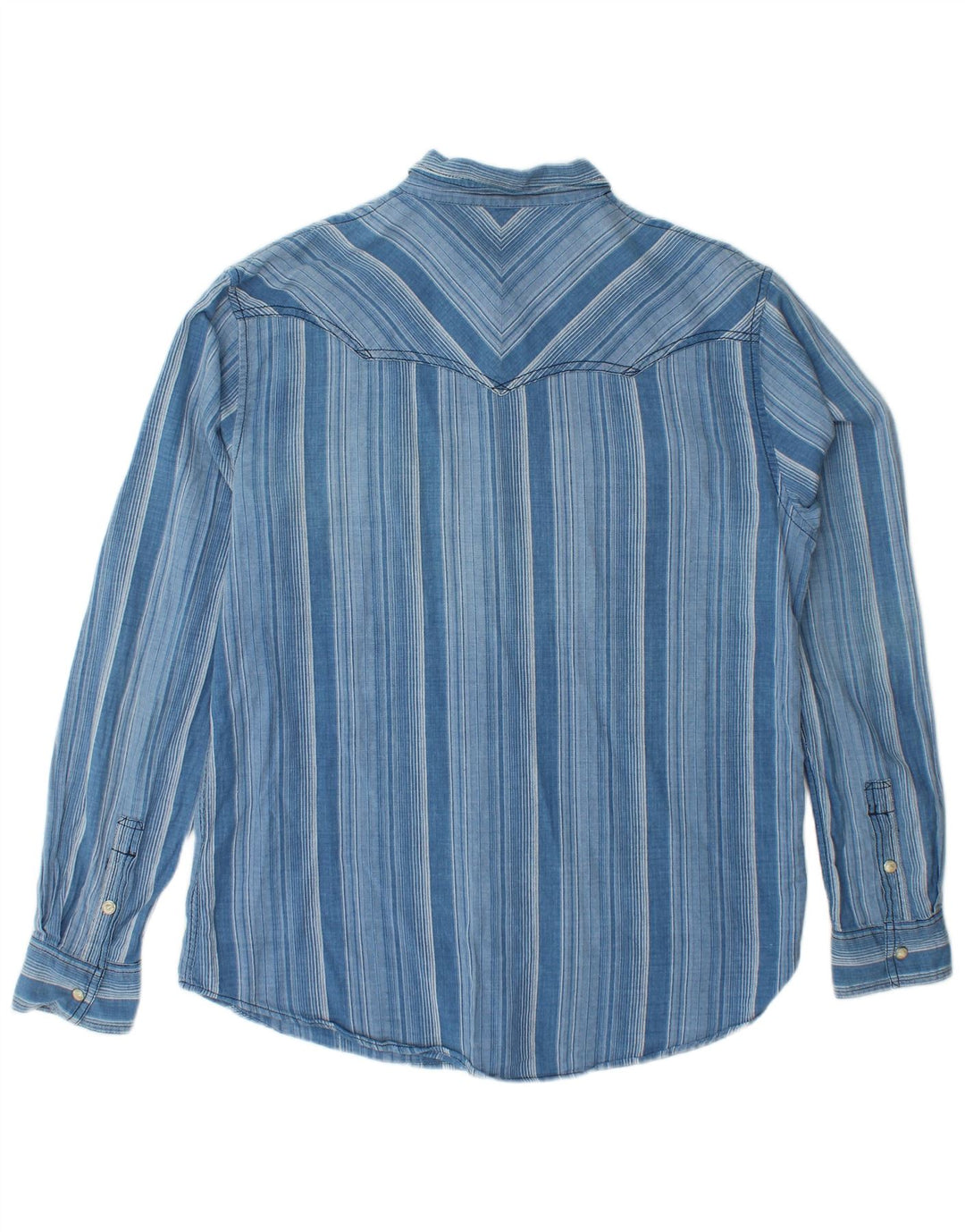 WRANGLER Herren-Flanellhemd mit normaler Passform, groß, blau gestreift, Baumwolle