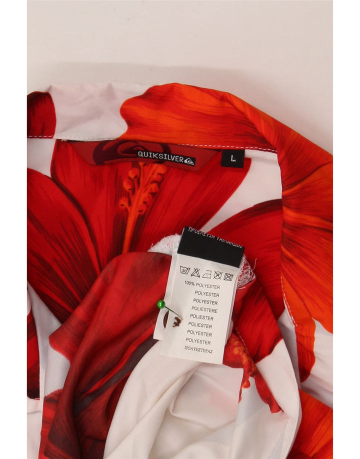 Quiksilver Herren-Kurzarmhemd, groß, weiß, geblümt, Polyester
