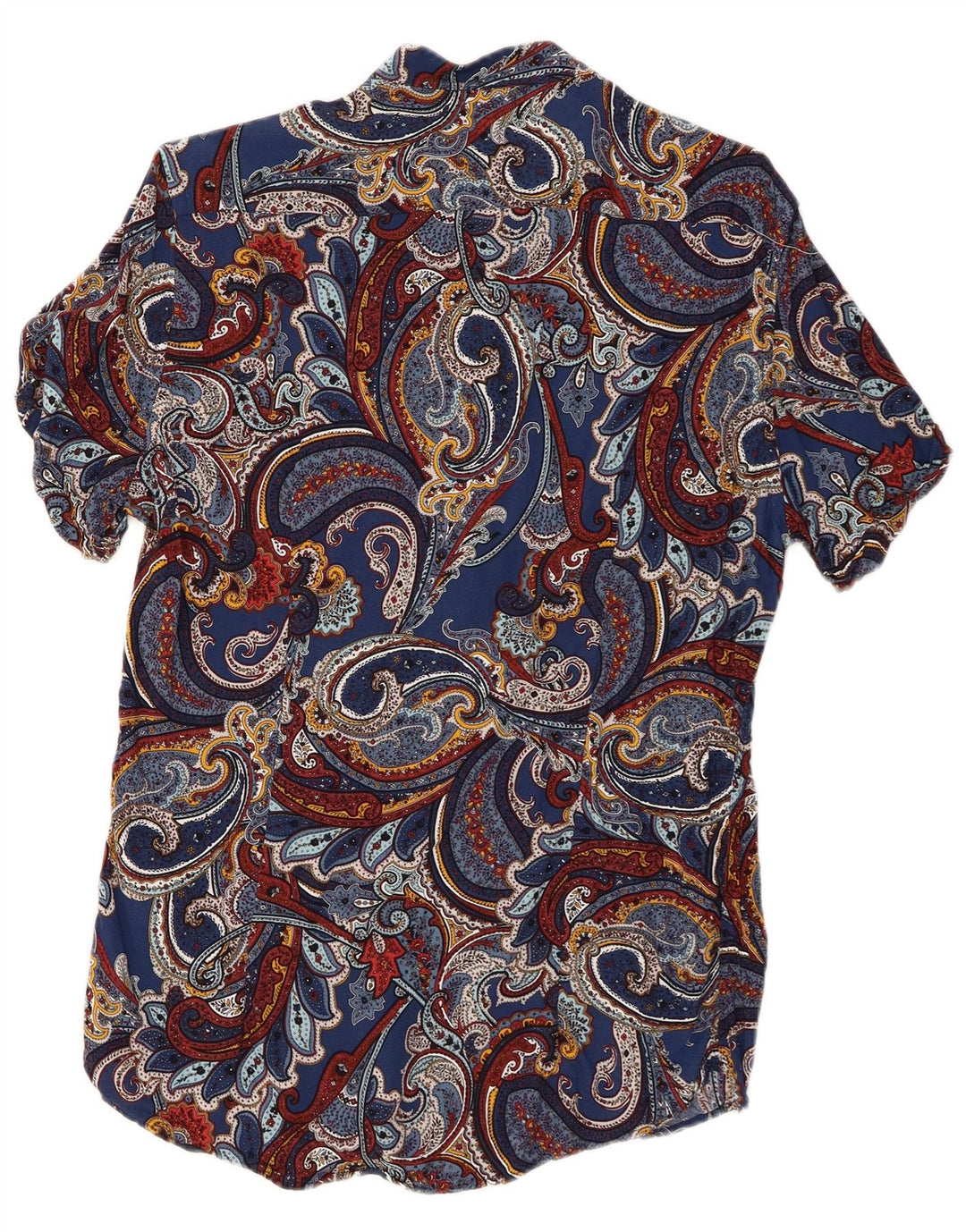 ON SPIRIT Mens Short Sleeve Shirt XL Blue Paisley Viscose