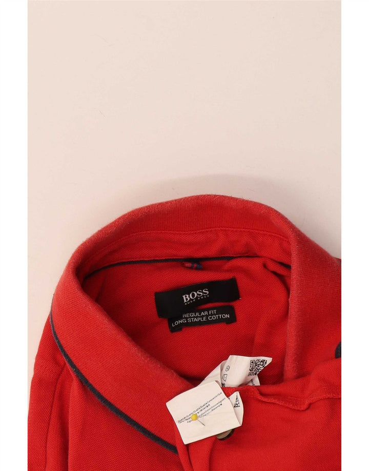 Hugo Boss Herren-Poloshirt mit normaler Passform, große rote Baumwolle