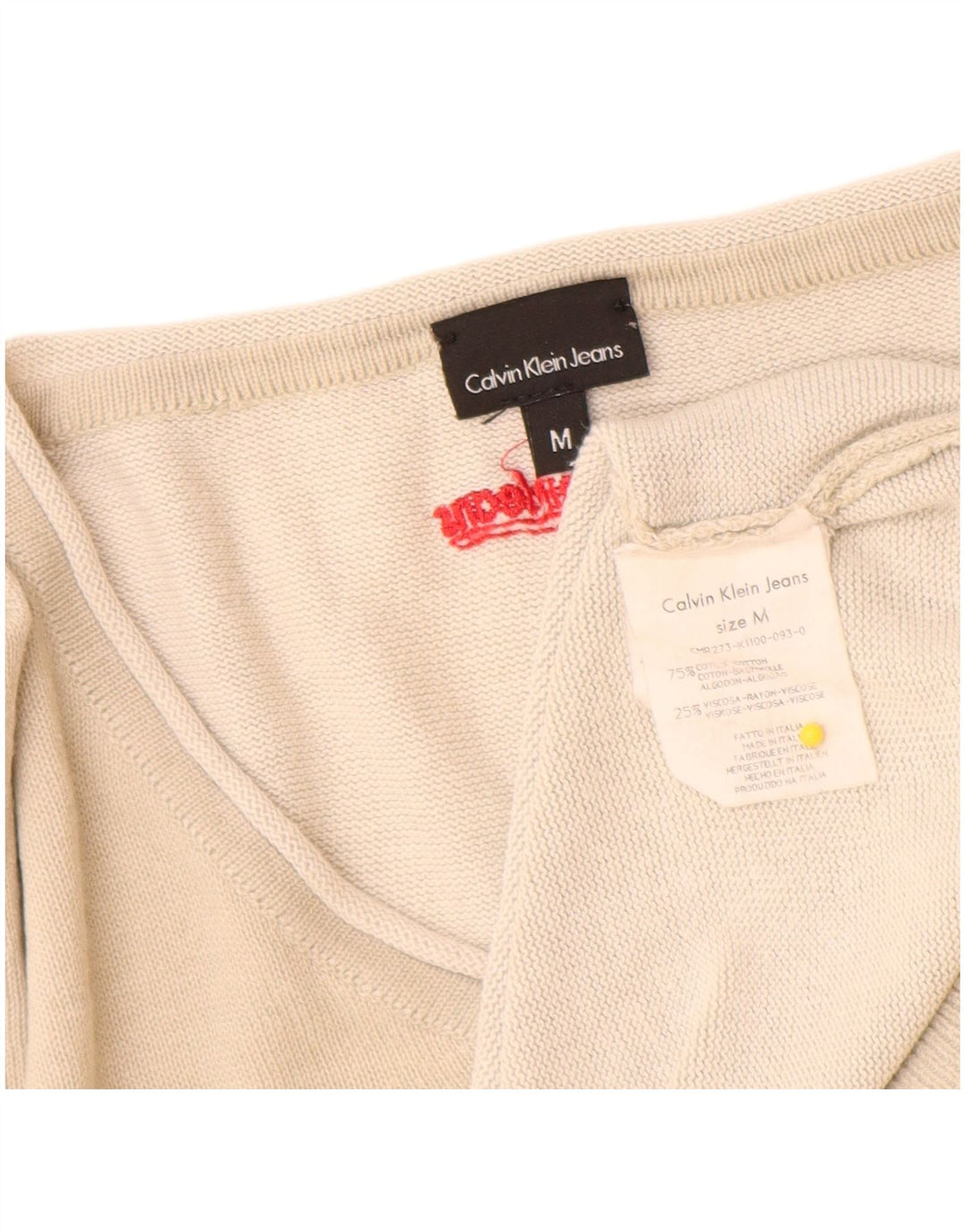 Calvin Klein Jeans Herren-Pullover mit V-Ausschnitt, mittelbeige Baumwolle