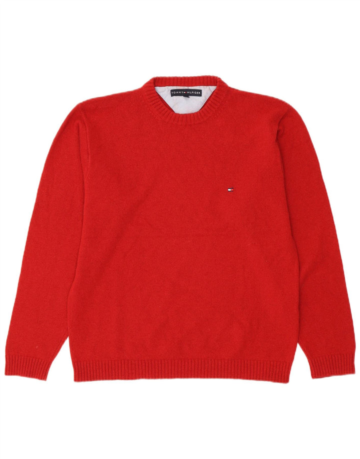 TOMMY HILFIGER Herren-Pullover mit Rundhalsausschnitt, große rote Wolle