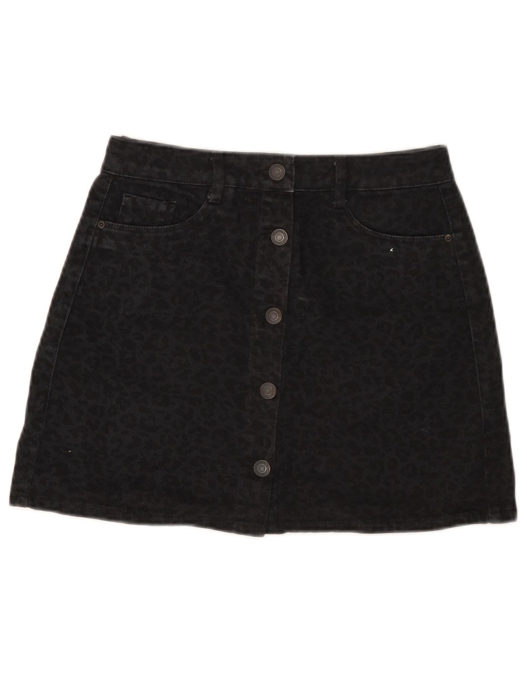Pull & Bear Damen-Jeansrock, Größe S, Größe 26, Schwarz, Baumwolle mit Animal-Print