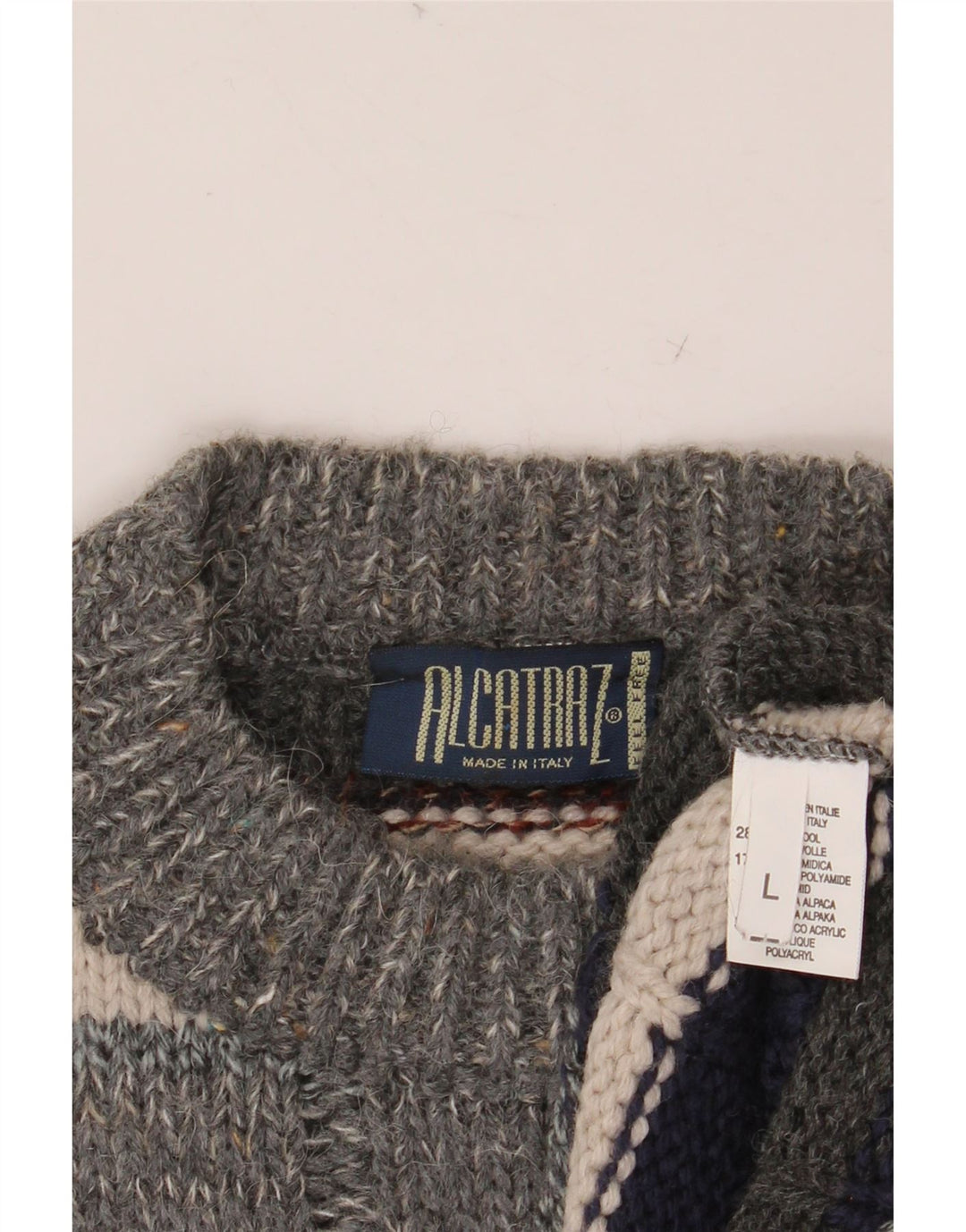 ALCATRAZ Herren-Pullover mit Rundhalsausschnitt, groß, mehrfarbig, gestreift, Wolle