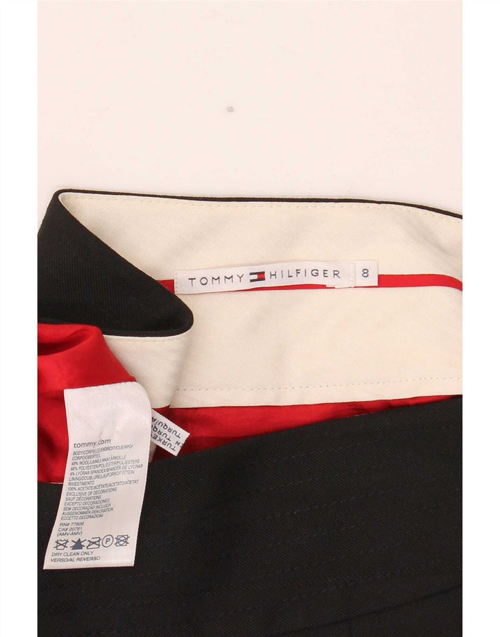 Tommy Hilfiger Damen Faltenrock US 8 Medium W32 Schwarze Wolle