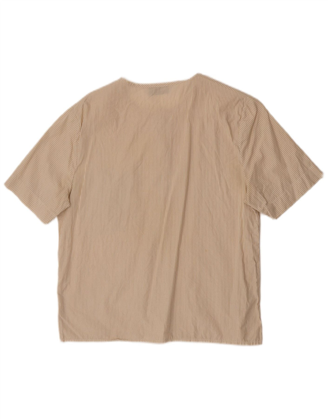 Maurice Abot Damen Kurzarm-Hemdbluse UK 14 Medium Beige Nadelstreifen