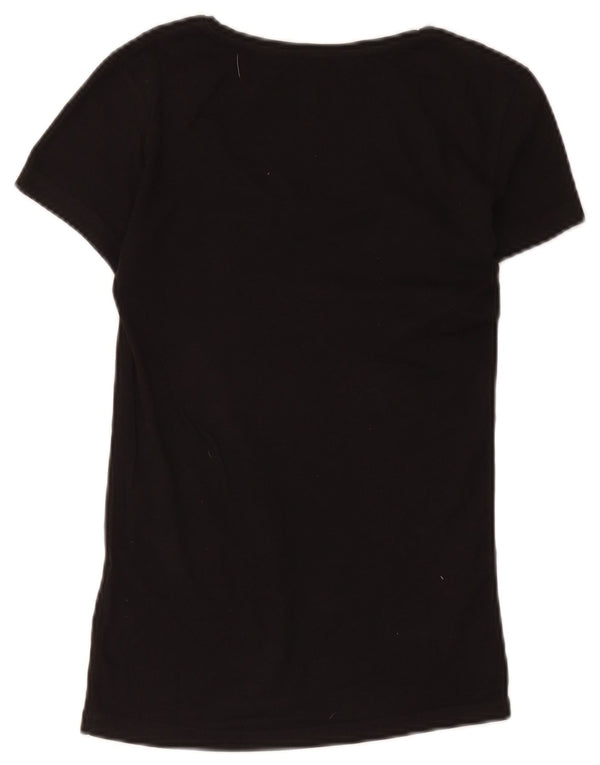Calvin Klein Jeans Damen Grafik T-Shirt Top UK 10 Small Schwarz
