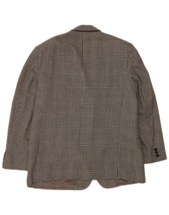 MONTANA Herren-Blazer mit 2 Knöpfen, IT 56 3XL, graue Schurwolle mit Hahnentrittmuster