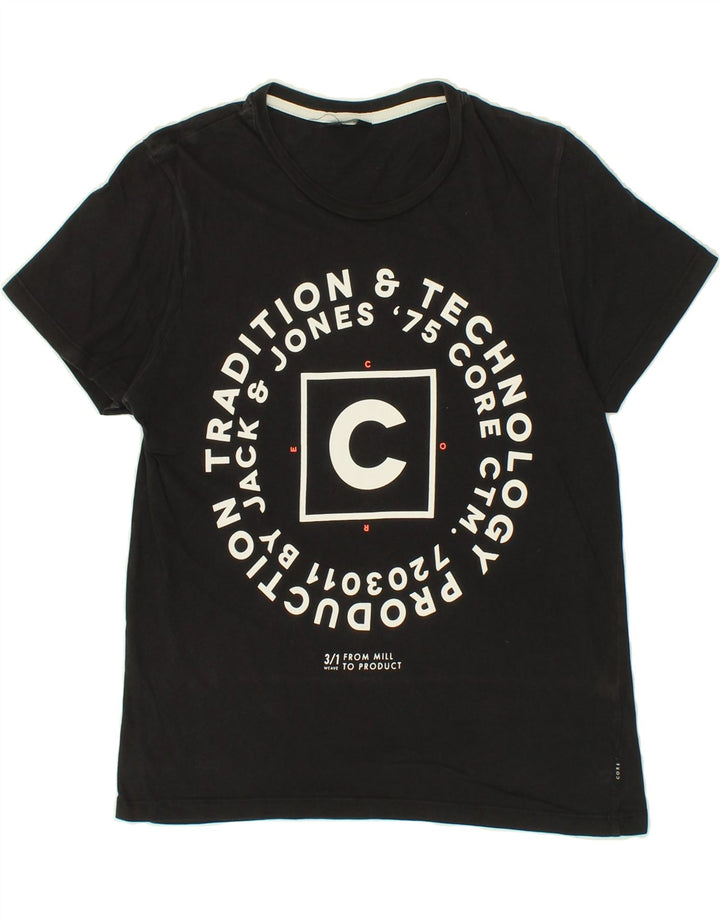 JACK & JONES Mens Graphic T-Shirt Top Small Black Cotton Vintage Jack & Jones and Second-Hand Jack & Jones from Messina Hembry 